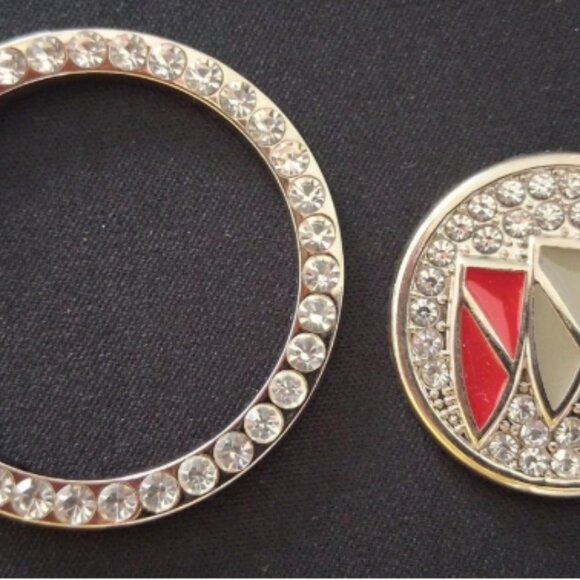 2pc. Metal Car Push Start Button Rhinestone Ring And Cap/Car Bling/Car interior - Picture 2 of 2